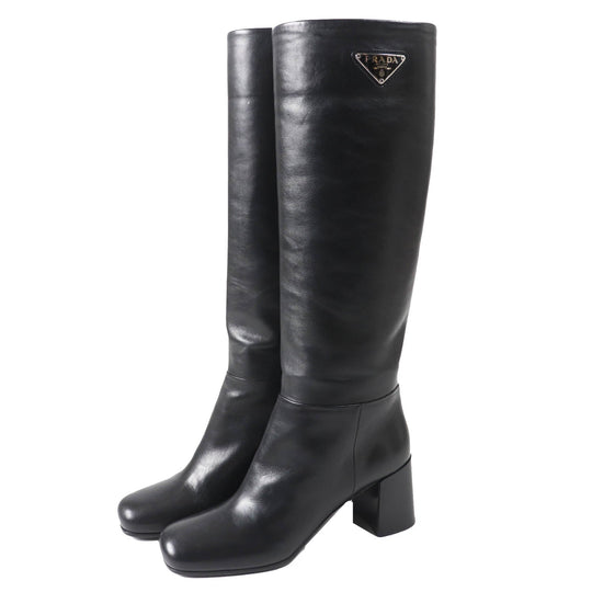 PRADA Knee-high boots 1W931M Main: Leather black CALZATURE DONNA Women 38.5 Used Authentic