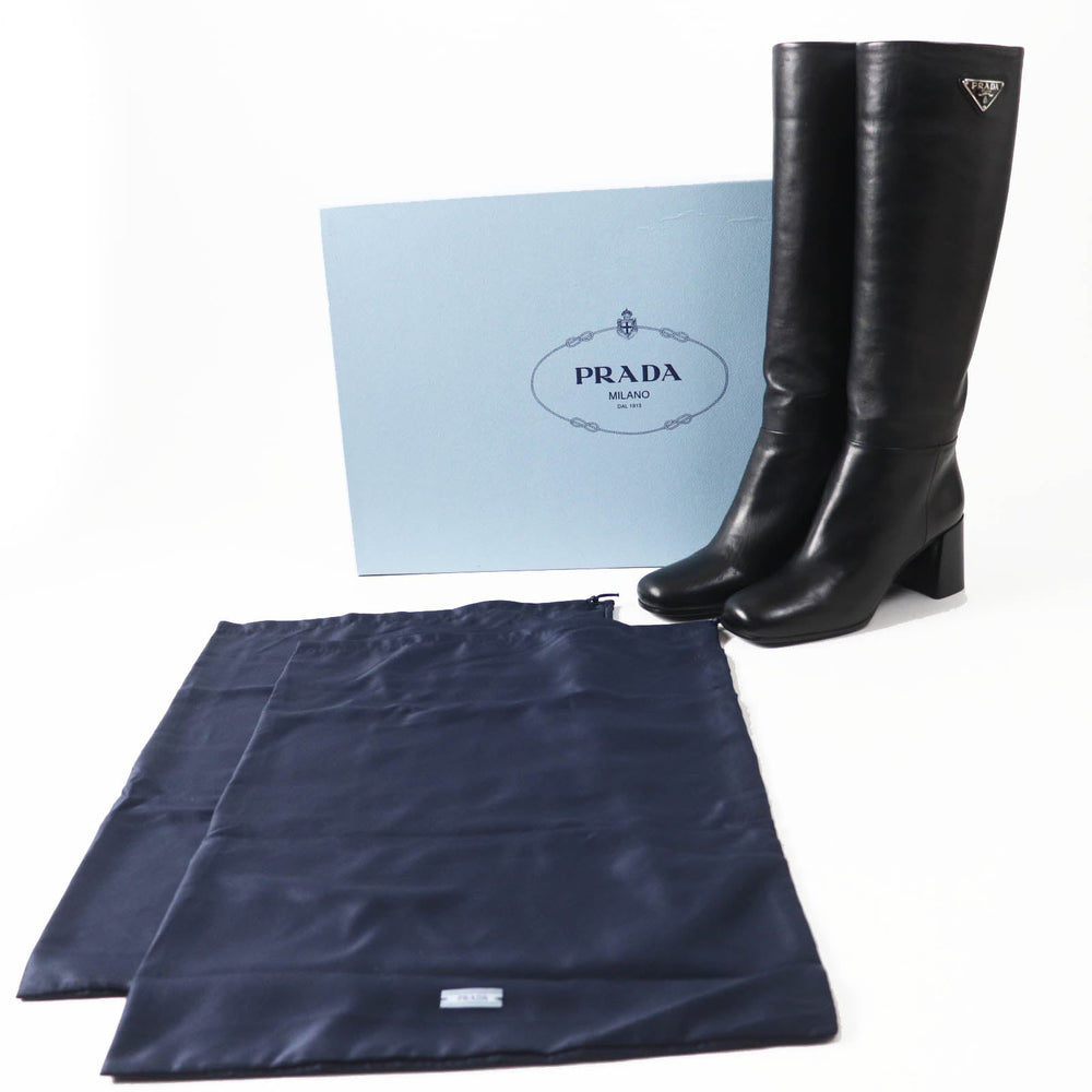 PRADA Knee-high boots 1W931M Main: Leather black CALZATURE DONNA Women 38.5 Used Authentic