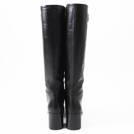 PRADA Knee-high boots 1W931M Main: Leather black CALZATURE DONNA Women 38.5 Used Authentic