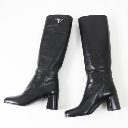 PRADA Knee-high boots 1W931M Main: Leather black CALZATURE DONNA Women 38.5 Used Authentic