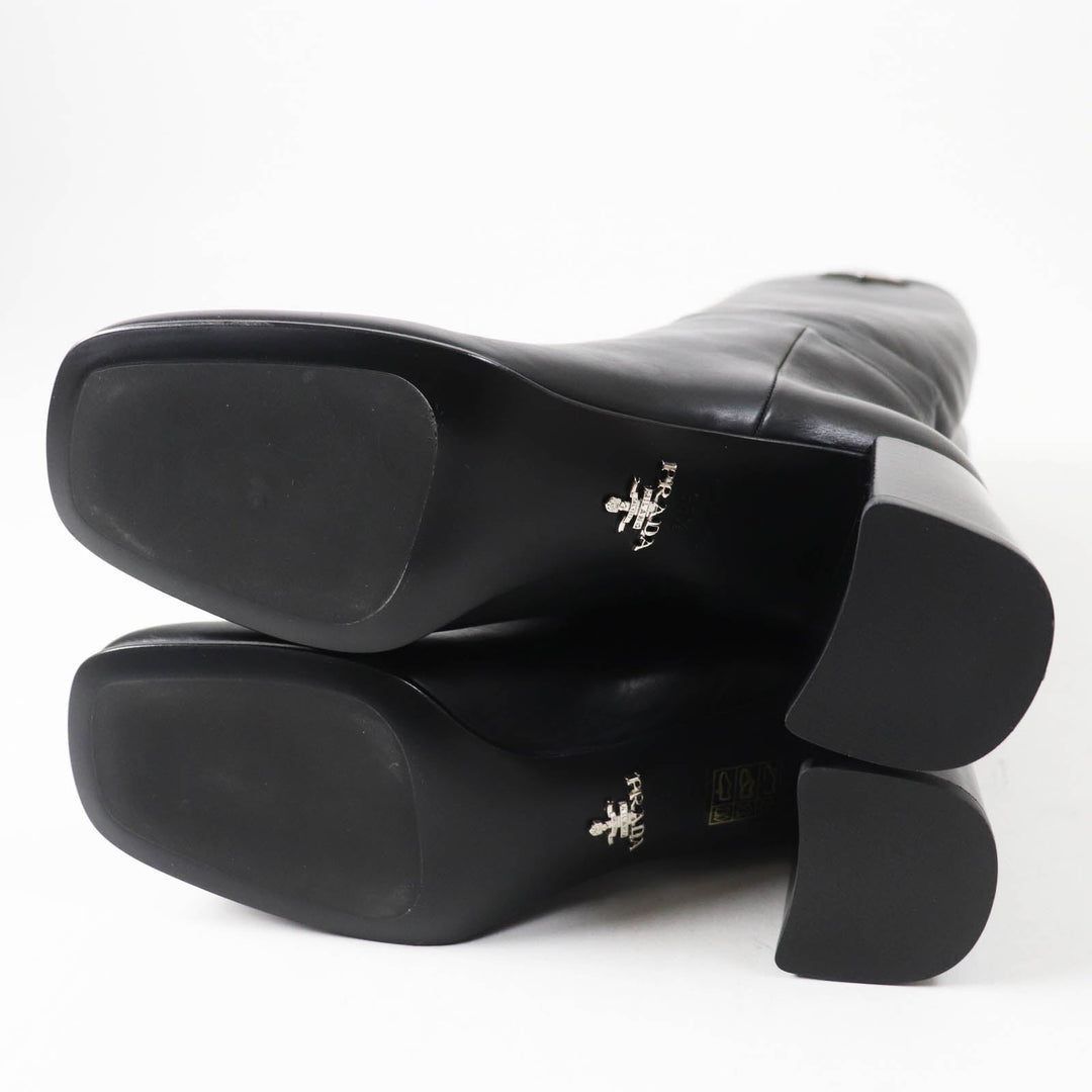 PRADA Knee-high boots 1W931M Main: Leather black CALZATURE DONNA Women 38.5 Used Authentic