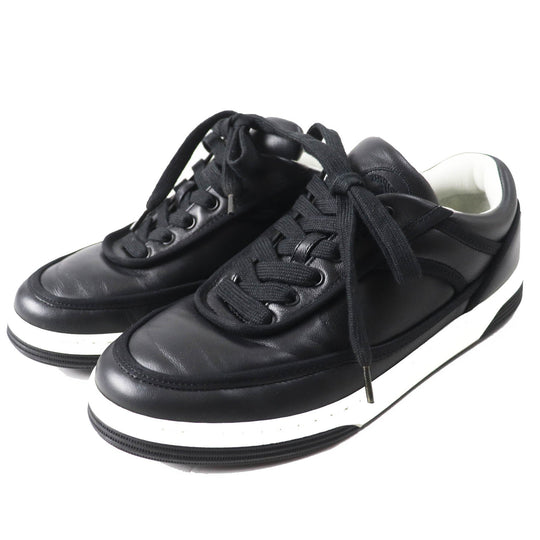 CHANEL sneakers 21S G37488 Main: Lambskin Black White Women 35.5 Used Authentic
