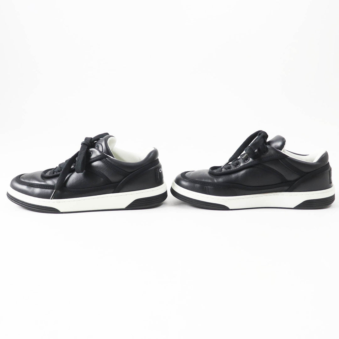 CHANEL sneakers 21S G37488 Main: Lambskin Black White Women 35.5 Used Authentic