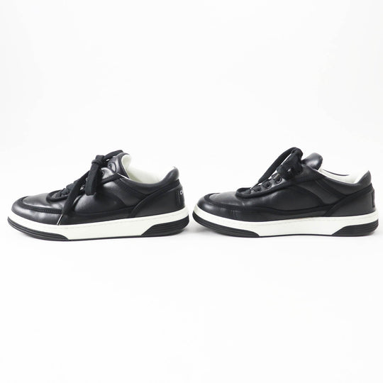 CHANEL sneakers 21S G37488 Main: Lambskin Black White Women 35.5 Used Authentic