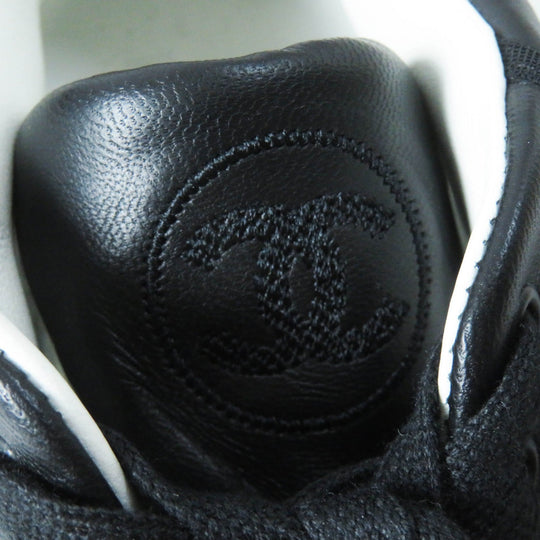 CHANEL sneakers 21S G37488 Main: Lambskin Black White Women 35.5 Used Authentic