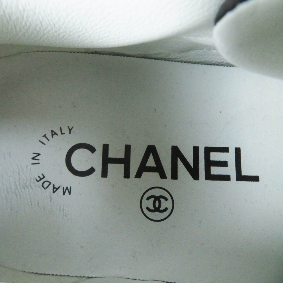 CHANEL sneakers 21S G37488 Main: Lambskin Black White Women 35.5 Used Authentic