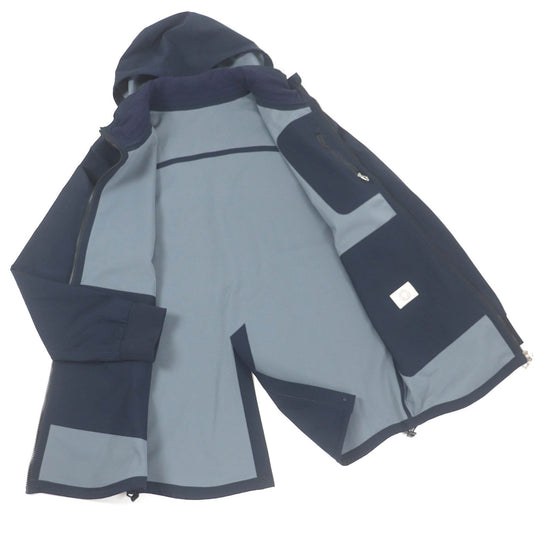HERMES Mountain Hoodie Outer: 92% nylon, Outer: 8% polyurethane, Sleeve lining: 72% nylon, Sleeve lining: 28% polyurethane, Lining: 100% cashmere Navy mens L Used Authentic