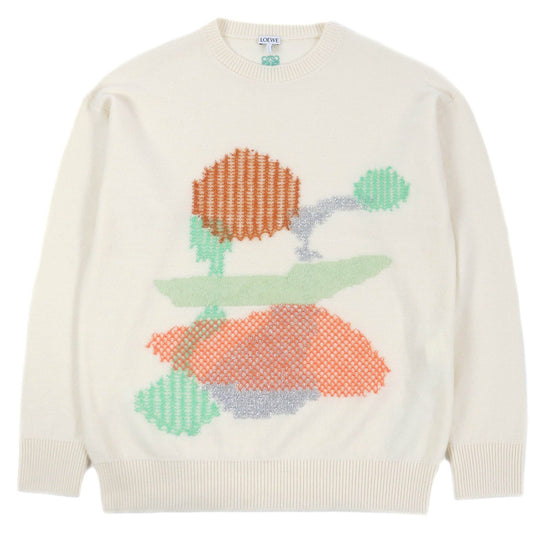 LOEWE sweater H526Y14KCK Main: 95% wool, Main: 2% mohair, Main: 2% polyamide, Main: 1% polyester Ivory mens M Used Authentic