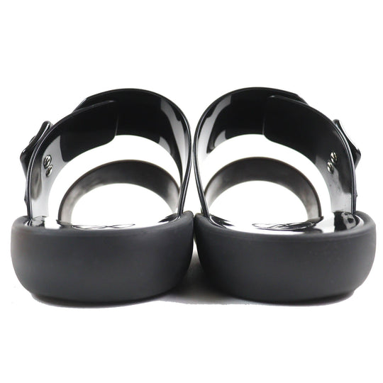 LOUIS VUITTON Sandals Main: Rubber Black brown Sun bath line Women 38 Used Authentic