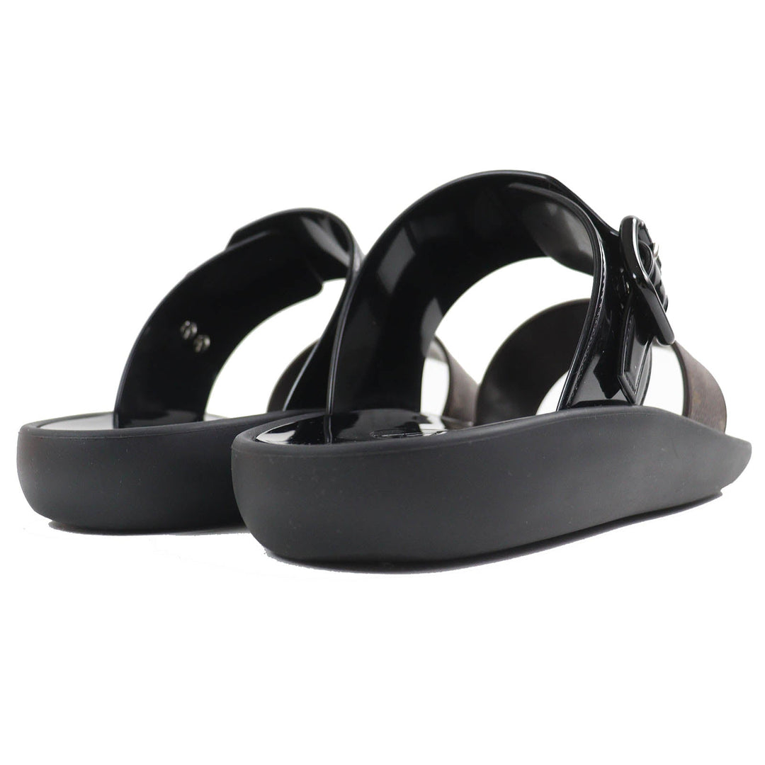 LOUIS VUITTON Sandals Main: Rubber Black brown Sun bath line Women 38 Used Authentic