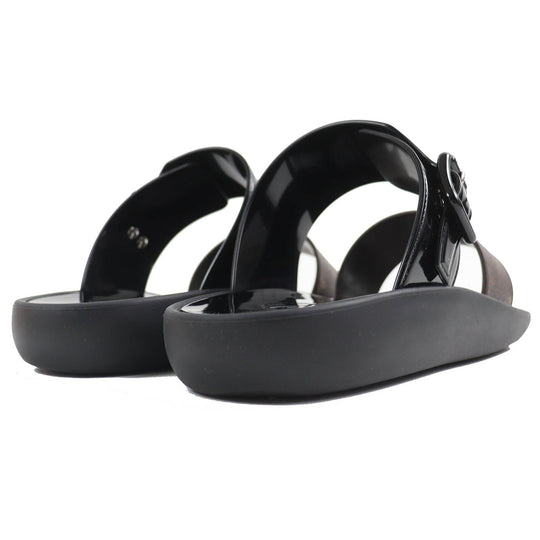 LOUIS VUITTON Sandals Main: Rubber Black brown Sun bath line Women 38 Used Authentic