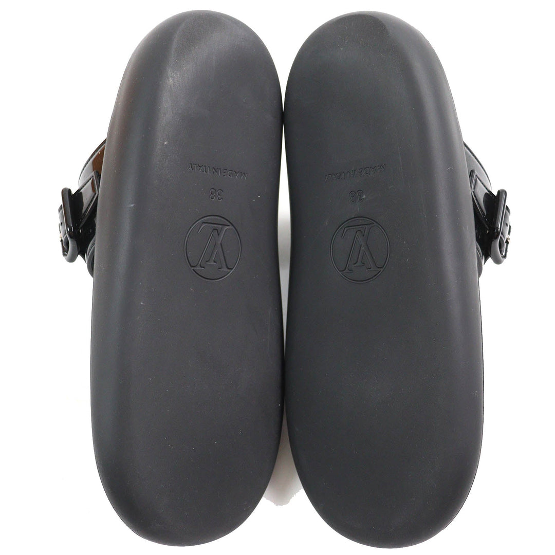 LOUIS VUITTON Sandals Main: Rubber Black brown Sun bath line Women 38 Used Authentic