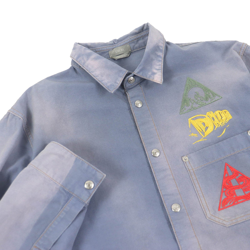 Dior HOMME Long sleeve shirt 013D580E324X cotton blue 41