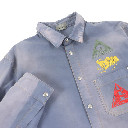 Dior HOMME Long sleeve shirt 013D580E324X cotton blue 41