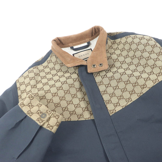GUCCI Blouson 742855 Main: 100% cotton, Part: 70% cotton, Part: 30% polyester, Sleeve lining: 100% rayon Charcoal type Cotton Canvas GG Supreme Jacket mens 50 Used Authentic