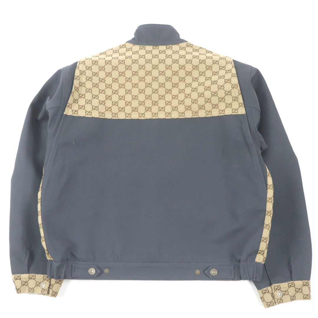 GUCCI Blouson 742855 Main: 100% cotton, Part: 70% cotton, Part: 30% polyester, Sleeve lining: 100% rayon Charcoal type Cotton Canvas GG Supreme Jacket mens 50 Used Authentic