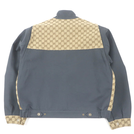 GUCCI Blouson 742855 Main: 100% cotton, Part: 70% cotton, Part: 30% polyester, Sleeve lining: 100% rayon Charcoal type Cotton Canvas GG Supreme Jacket mens 50 Used Authentic