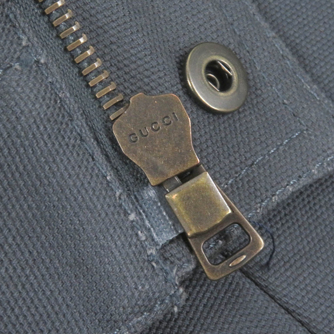 GUCCI Blouson 742855 Main: 100% cotton, Part: 70% cotton, Part: 30% polyester, Sleeve lining: 100% rayon Charcoal type Cotton Canvas GG Supreme Jacket mens 50 Used Authentic