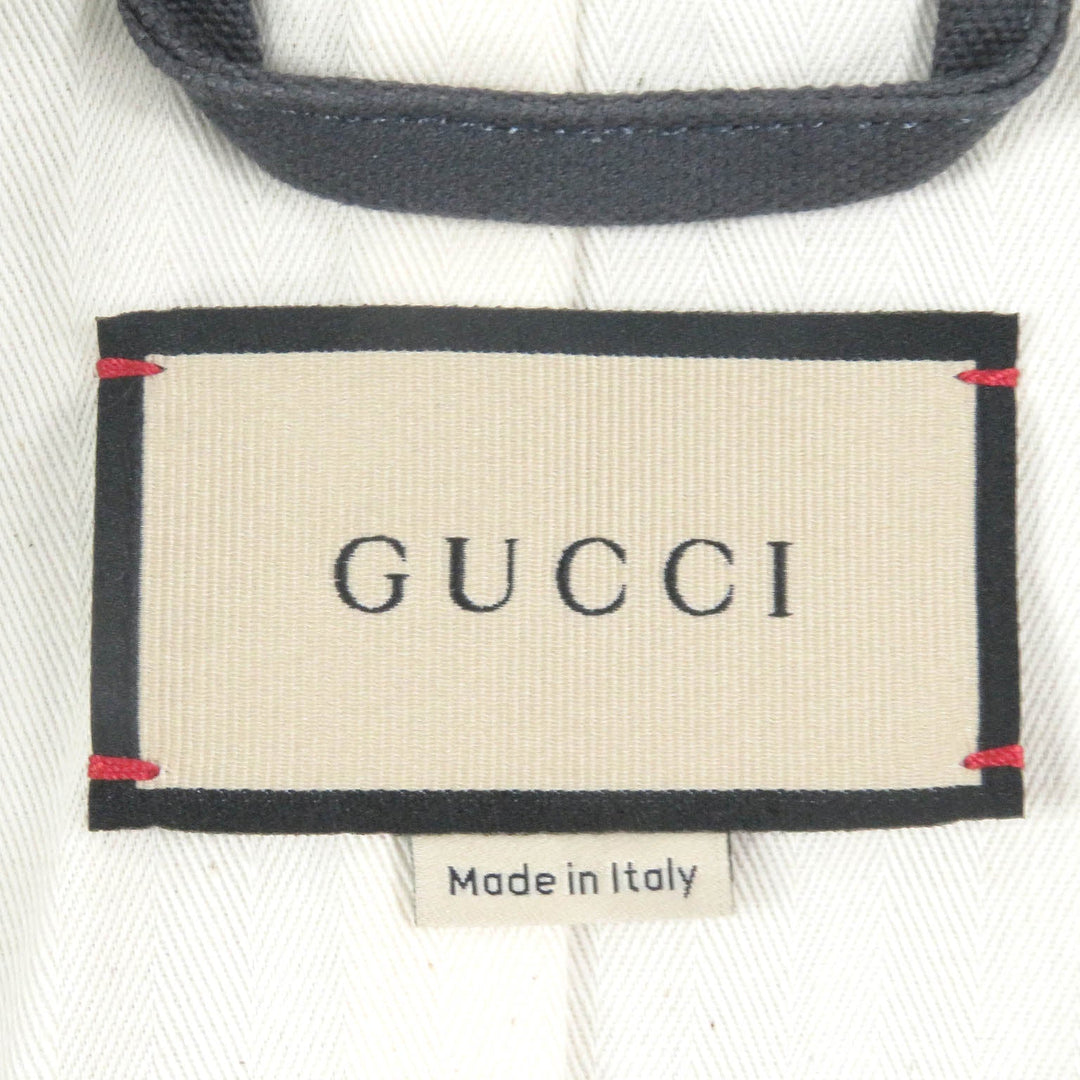 GUCCI Blouson 742855 Main: 100% cotton, Part: 70% cotton, Part: 30% polyester, Sleeve lining: 100% rayon Charcoal type Cotton Canvas GG Supreme Jacket mens 50 Used Authentic