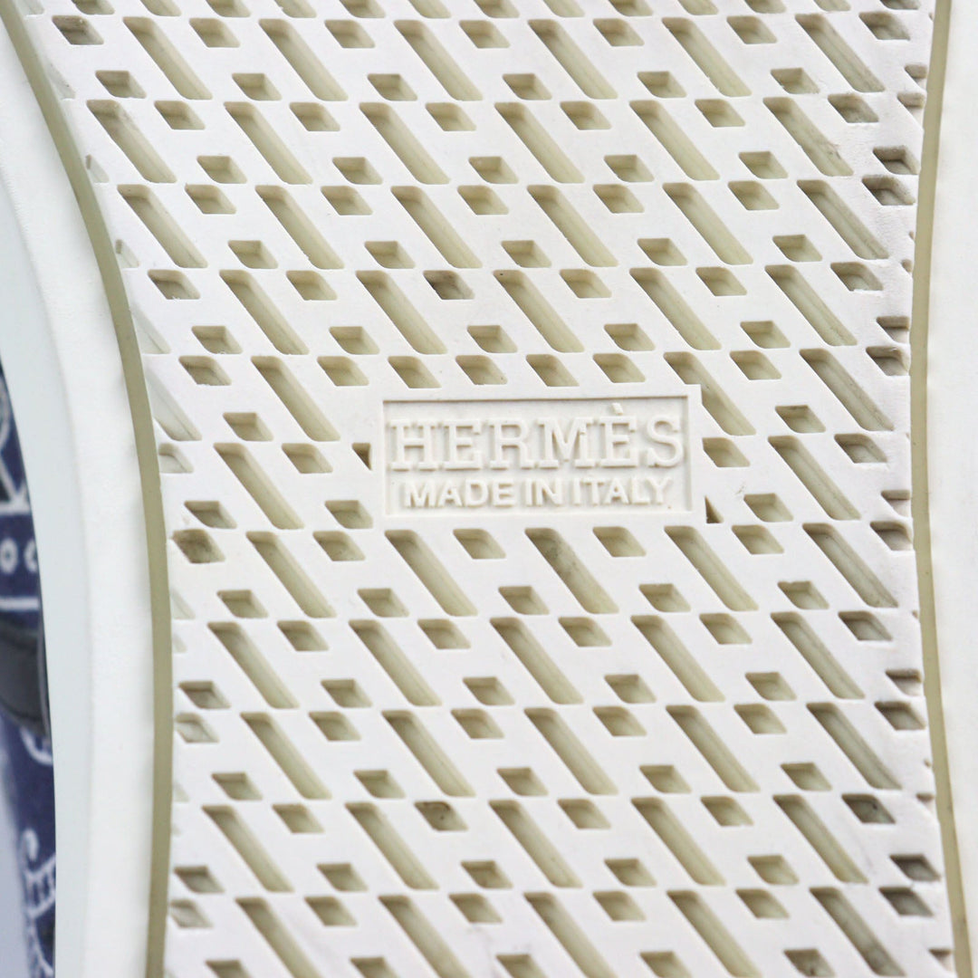 HERMES Low cut sneakers Main: Canvas, Part: Leather Navy white mens 41.5 Used Authentic