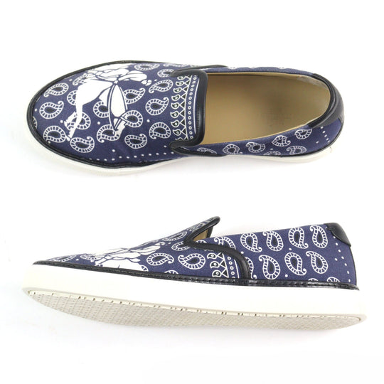 HERMES Low cut sneakers Main: Canvas, Part: Leather Navy white mens 41.5 Used Authentic