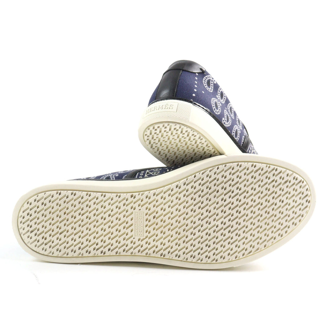 HERMES Low cut sneakers Main: Canvas, Part: Leather Navy white mens 41.5 Used Authentic