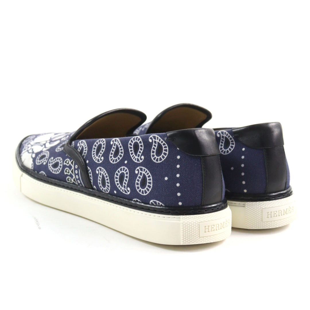 HERMES Low cut sneakers Main: Canvas, Part: Leather Navy white mens 41.5 Used Authentic
