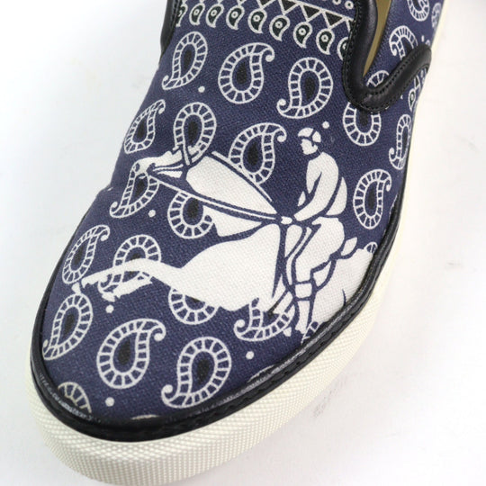 HERMES Low cut sneakers Main: Canvas, Part: Leather Navy white mens 41.5 Used Authentic