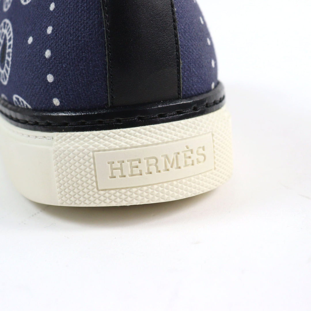 HERMES Low cut sneakers Main: Canvas, Part: Leather Navy white mens 41.5 Used Authentic