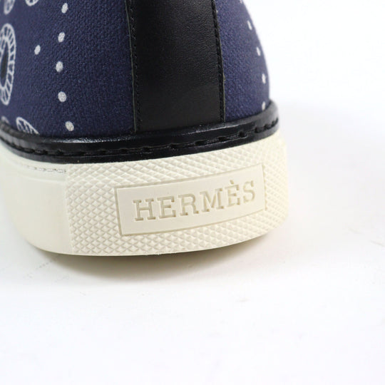 HERMES Low cut sneakers Main: Canvas, Part: Leather Navy white mens 41.5 Used Authentic
