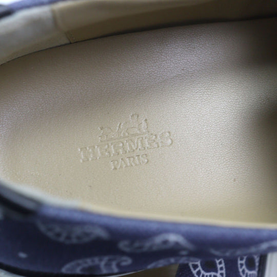 HERMES Low cut sneakers Main: Canvas, Part: Leather Navy white mens 41.5 Used Authentic