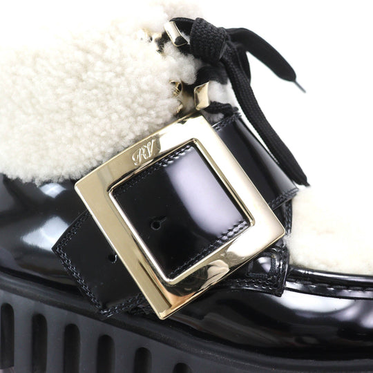 ROGERVIVIER Ankle boots RVW6463385 Main: Patent leather, Main: Mouton Black white gold Women 36 Used Authentic