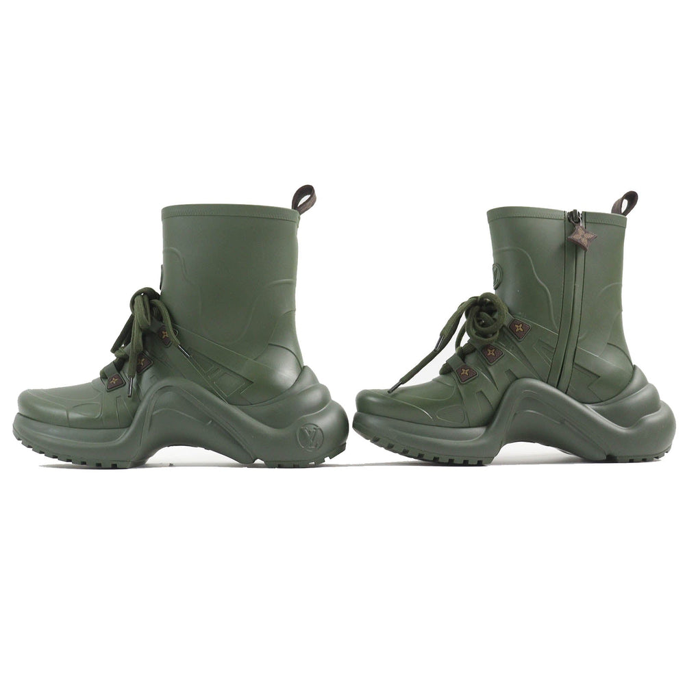 LOUIS VUITTON short boots Main: Rubber khaki Arclight line Women 36 Used Authentic
