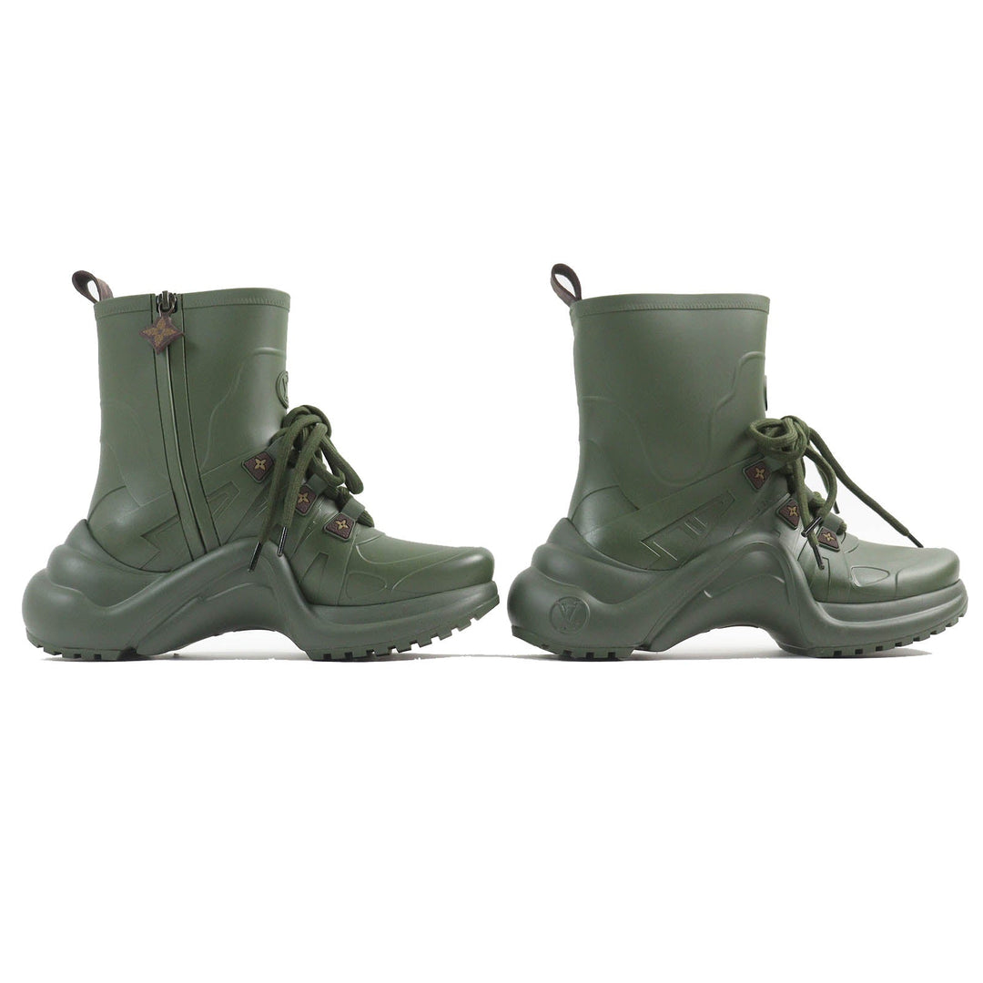 LOUIS VUITTON short boots Main: Rubber khaki Arclight line Women 36 Used Authentic