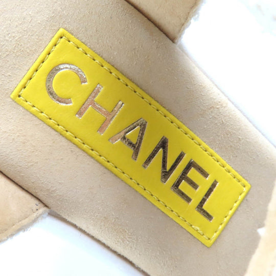 CHANEL Sandals G39812 Main: Tweed, Part: Cork White natural Women 35 Used Authentic
