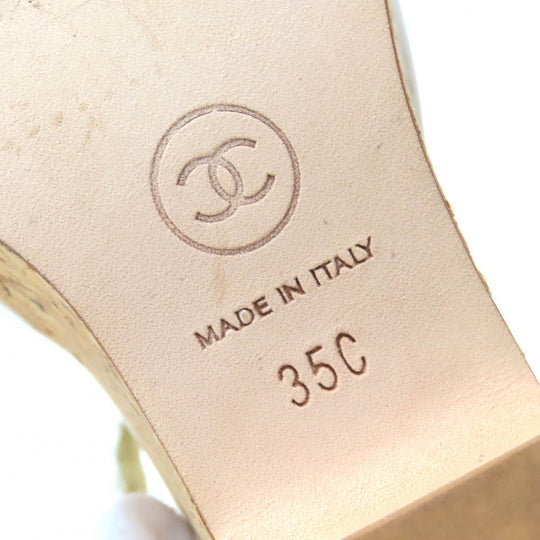 CHANEL Sandals G39812 Main: Tweed, Part: Cork White natural Women 35 Used Authentic