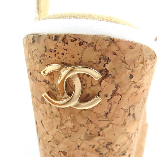 CHANEL Sandals G39812 Main: Tweed, Part: Cork White natural Women 35 Used Authentic