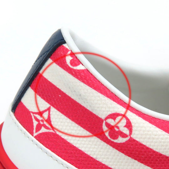 LOUIS VUITTON Low cut sneakers Main: Canvas, Part: Leather Red white Stella line Women 36.5 Used Authentic