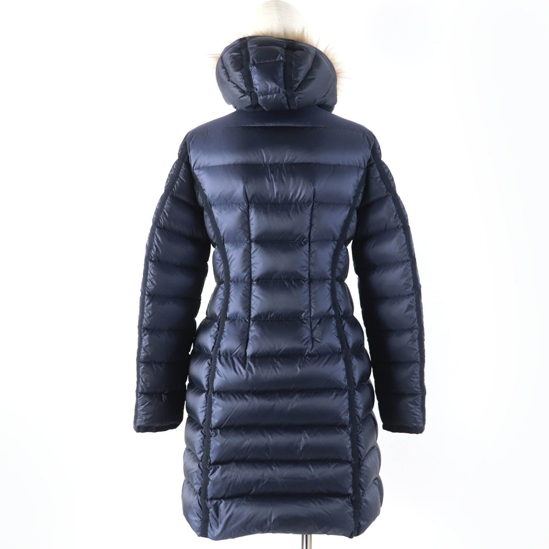 MONCLER down coat Main: 100% nylon, Lining: 100% nylon, Filling: 90% down, Filling: 10% feather, Fur: raccoon Navy HERMIFUR Women 1 Used Authentic