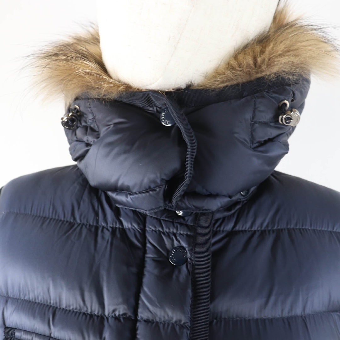 MONCLER down coat Main: 100% nylon, Lining: 100% nylon, Filling: 90% down, Filling: 10% feather, Fur: raccoon Navy HERMIFUR Women 1 Used Authentic