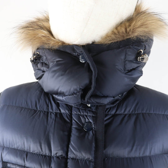 MONCLER down coat Main: 100% nylon, Lining: 100% nylon, Filling: 90% down, Filling: 10% feather, Fur: raccoon Navy HERMIFUR Women 1 Used Authentic