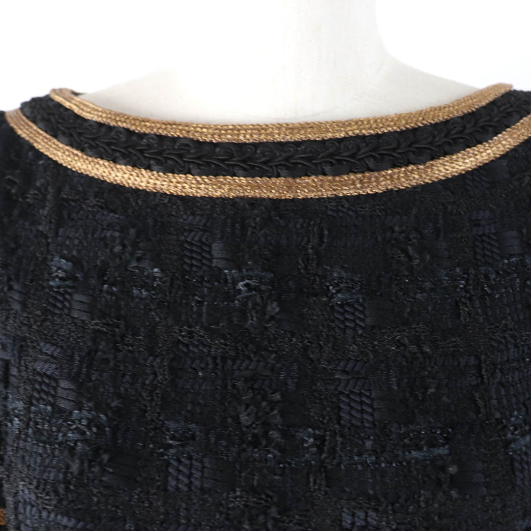 GUCCI one piece 572364 Main: 32% polyester, 27% nylon, 24% cotton, 16% acrylic, 1% polyurethane Black gold Women 36 Used Authentic