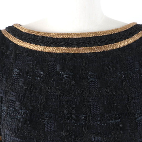 GUCCI one piece 572364 Main: 32% polyester, 27% nylon, 24% cotton, 16% acrylic, 1% polyurethane Black gold Women 36 Used Authentic