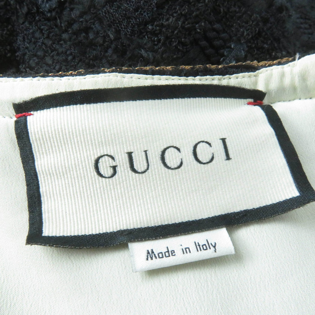 GUCCI one piece 572364 Main: 32% polyester, 27% nylon, 24% cotton, 16% acrylic, 1% polyurethane Black gold Women 36 Used Authentic