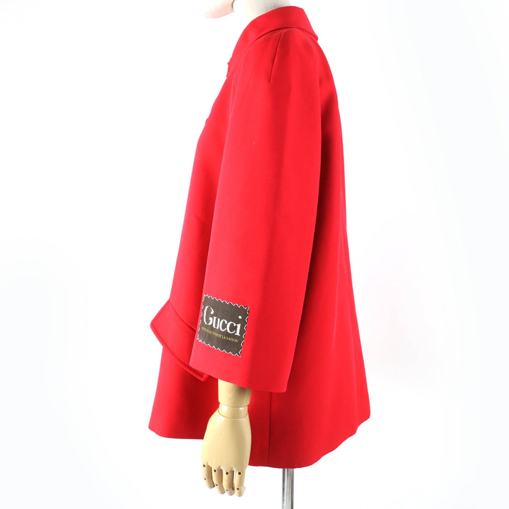GUCCI Jacket 619359 Main: 54% silk, Main: 46% wool, Part: 100% polyester, Lining: 100% rayon Red Women 40 Used Authentic