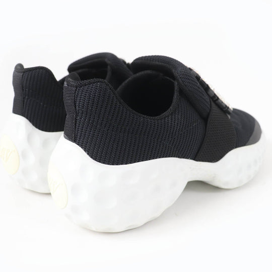ROGERVIVIER sneakers Tech Fabric , Scuba Fabric , Leather black VIV RUN RIGHT Strass Buckle Sneakers Women 35 1/2 Used Authentic
