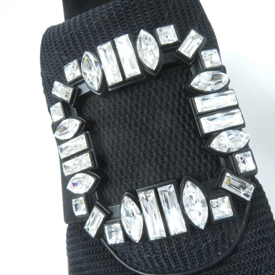 ROGERVIVIER sneakers Tech Fabric , Scuba Fabric , Leather black VIV RUN RIGHT Strass Buckle Sneakers Women 35 1/2 Used Authentic