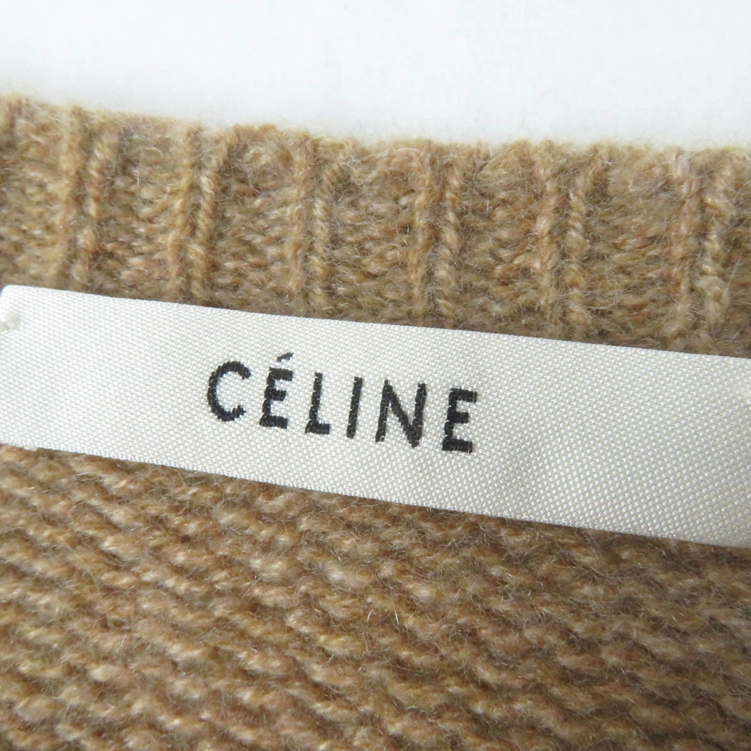 CELINE knit 2 3ET9/ 951A Main: 100% cashmere Camel Phoebe period Women L Used Authentic