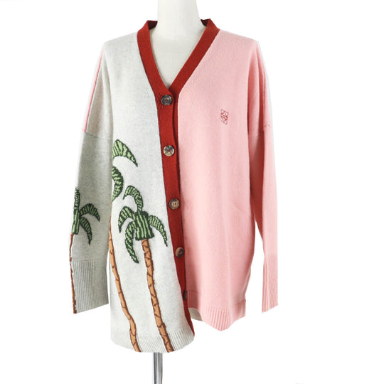 LOEWE cardigan S897Y16K01 Main: 100% wool Pink light gray Women M Used Authentic