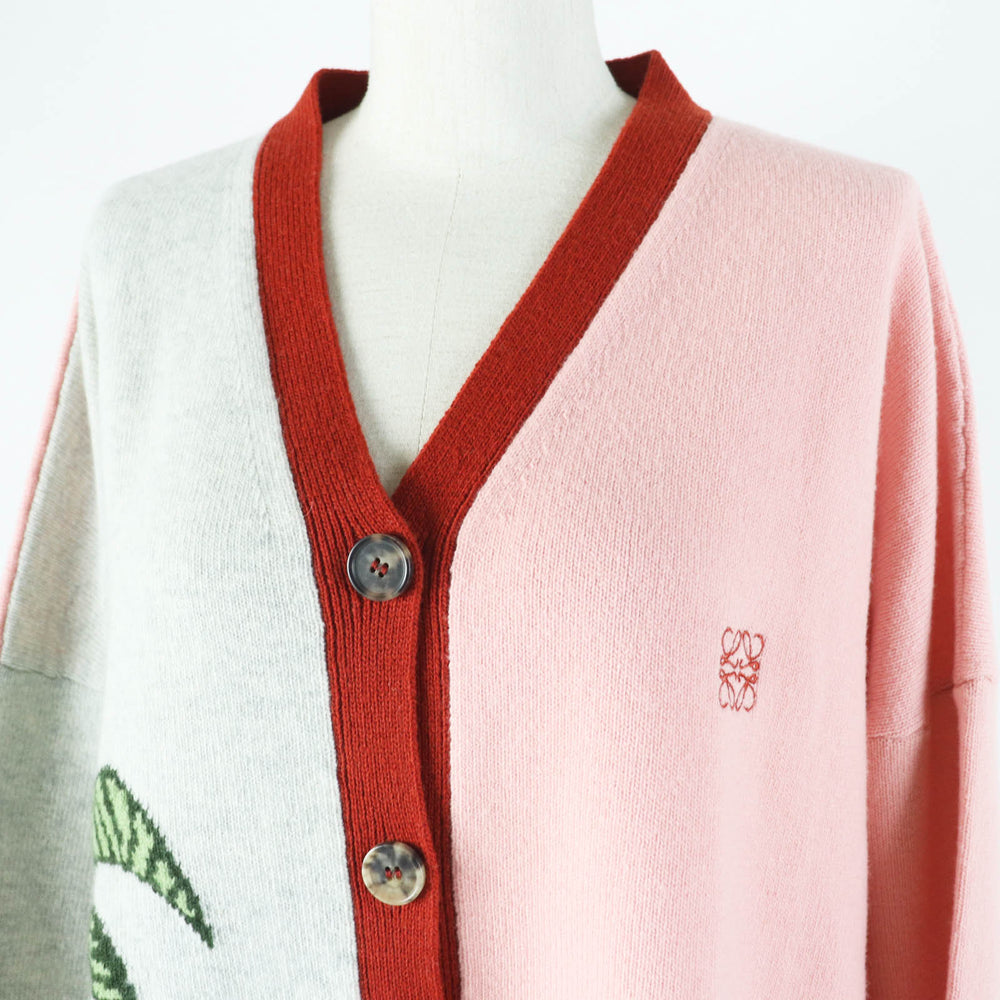 LOEWE cardigan S897Y16K01 Main: 100% wool Pink light gray Women M Used Authentic